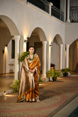 Soft Khadi Raw silk  gold saree