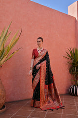 Soft Banarasi Ailk Bleck Saree