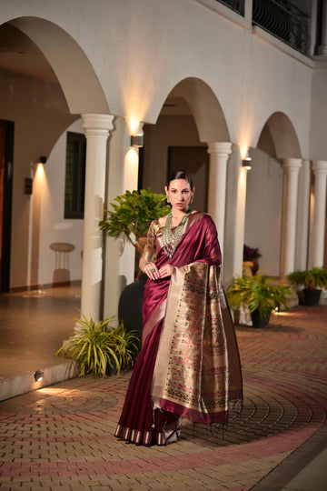 Soft Khadi Raw silk brown saree