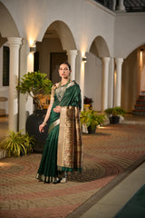 Soft Khadi Raw silk green saree