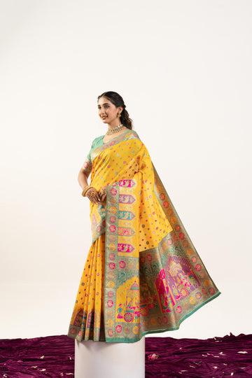 PREMIUM SOFT BANARASI SILK Yellow SAREE