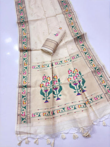 Soft Tussar silk Paithani Saree