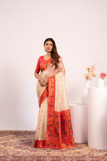 Premium Soft Tissue Silk Paithani Saree