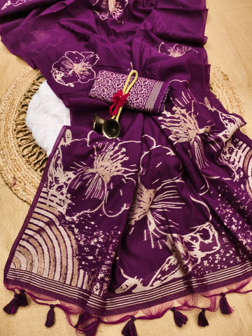 Premium Soft Muga Cotton Saree
