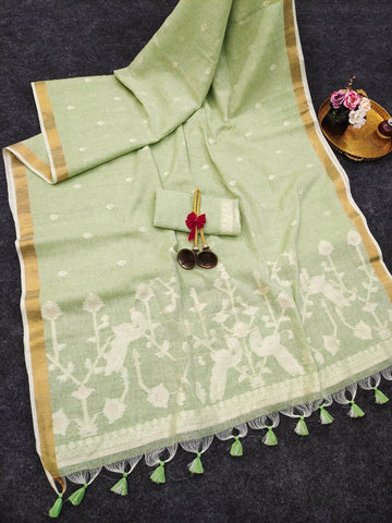 Premium Soft Jute Linen Silk Saree