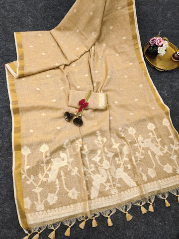 Premium Soft Jute Linen Silk Saree