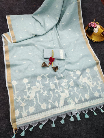 Premium Soft Jute Linen Silk Saree