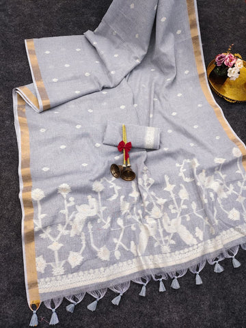 Premium Soft Jute Linen Silk Saree