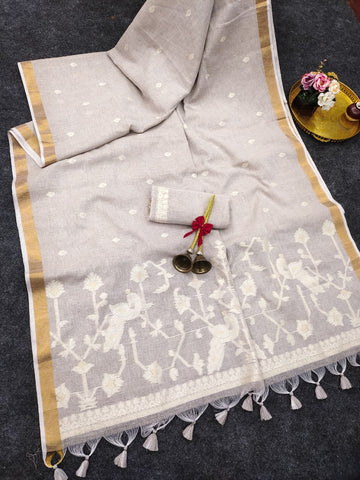 Premium Soft Jute Linen Silk Saree