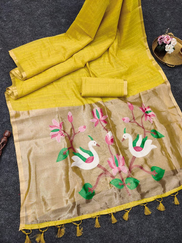 Premium soft Muga cotton saree