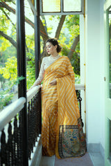 Soft Tussar Silk Yellow Saree
