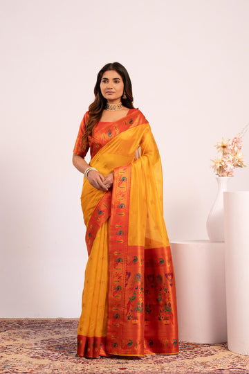 Premium Soft Tissue Silk Paithani Saree