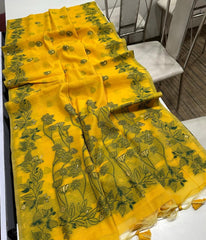 PREMIUM SOFT CHANDERI COTTON YELLOW SAREE