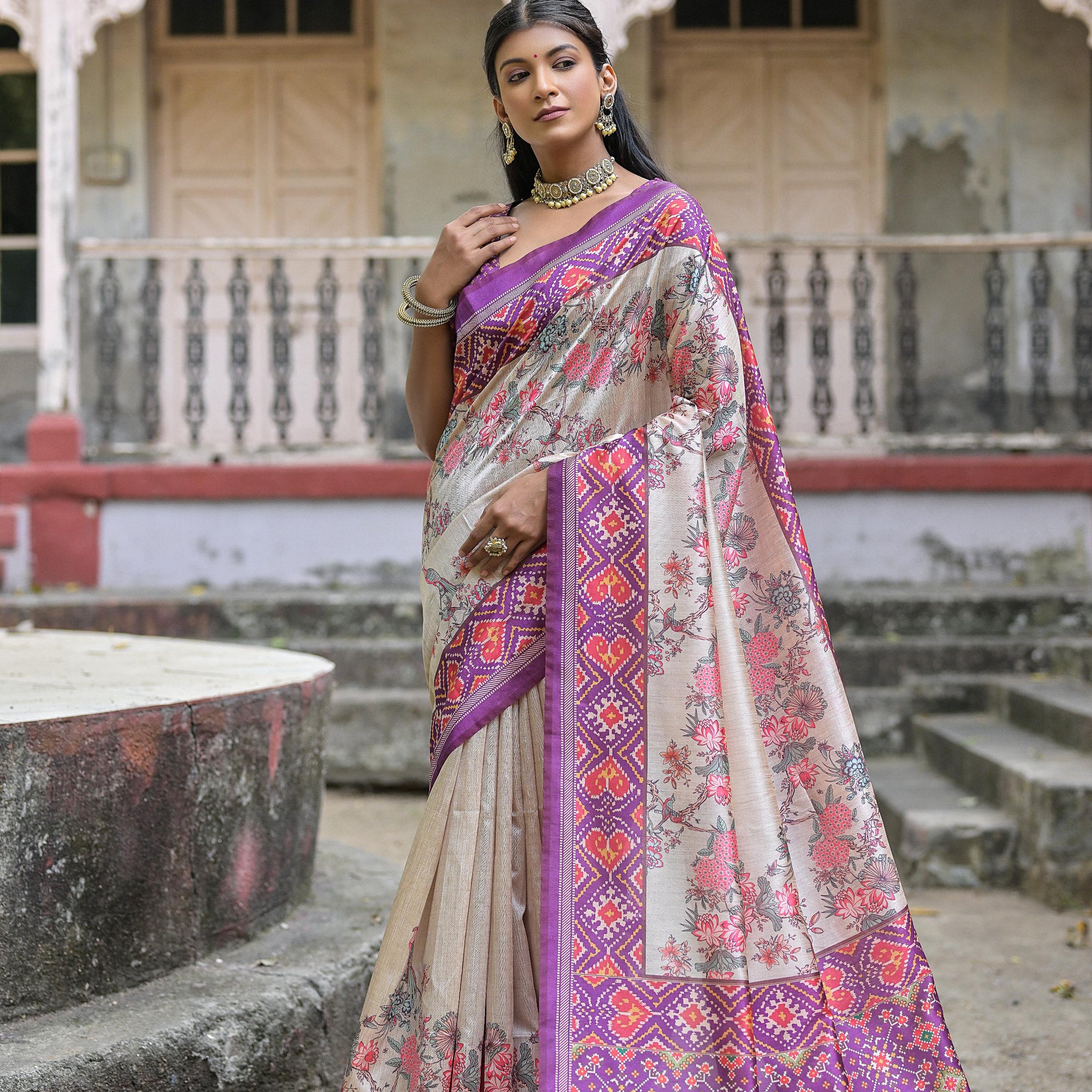 Soft Tussar Silk Wine Pink Saree