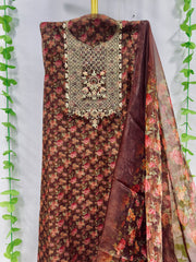 Soft Organza Dori And Gota Pati Coffee Suit