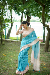 Soft Tussar Silk Sky Saree