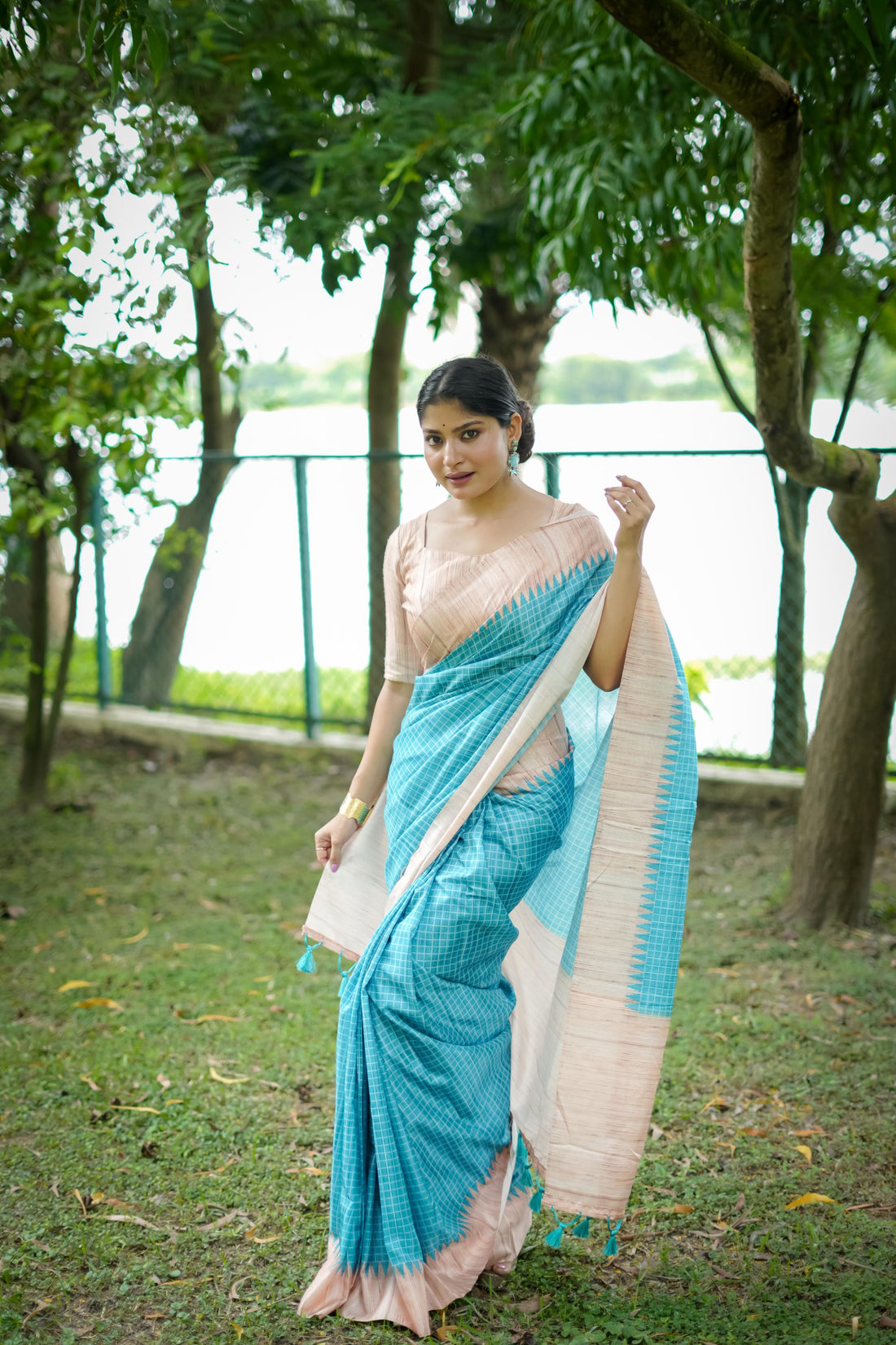 Soft Tussar Silk Sky Saree