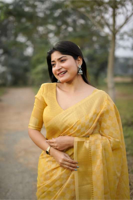 Premium Soft Kalyani Silk Yellow Saree