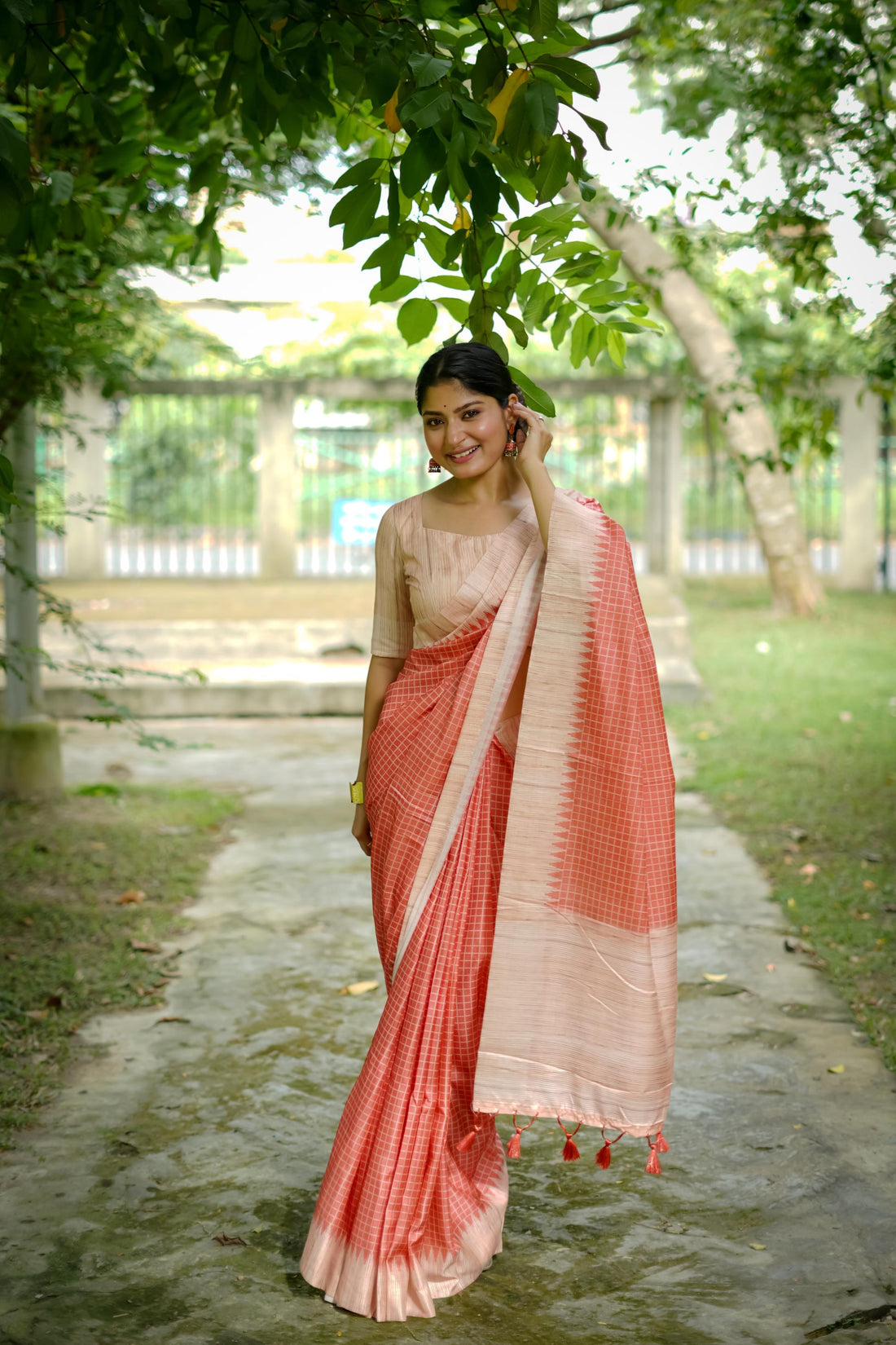 Soft Tussar Silk Orang Saree