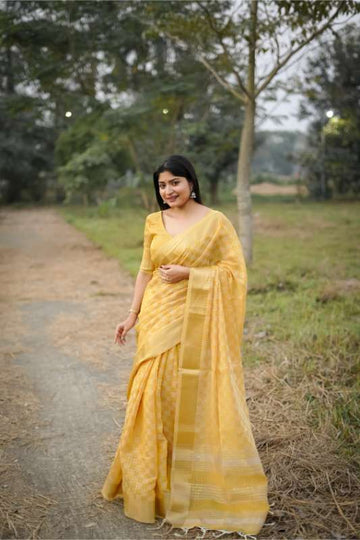 Premium Soft Kalyani Silk Yellow Saree