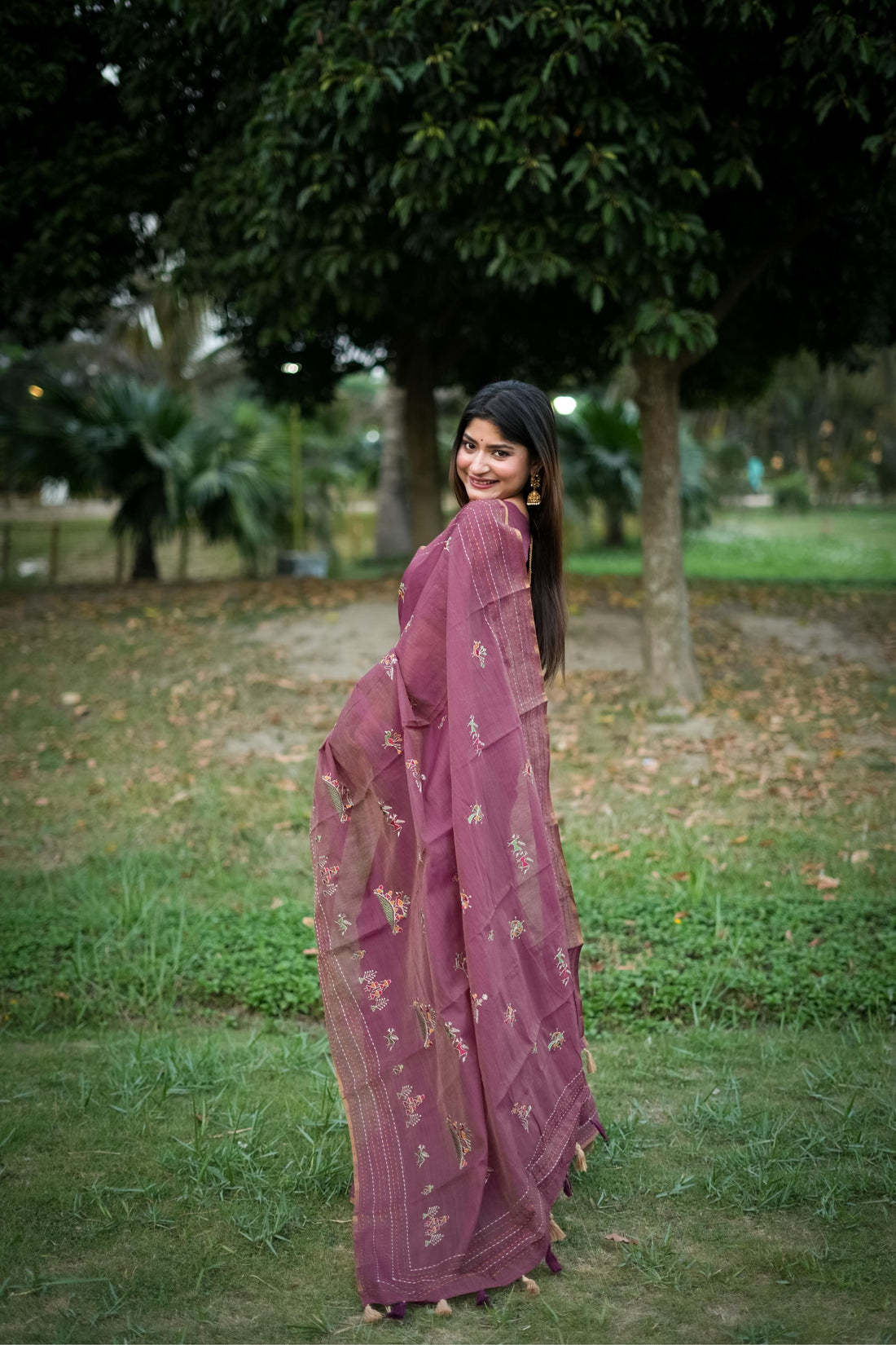 Premium Khadi Tussar Silk Dark Purple Saree