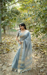 Premium Soft Kalyani Silk Grey  Saree