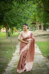 Soft Tussar Silk Coffe Saree