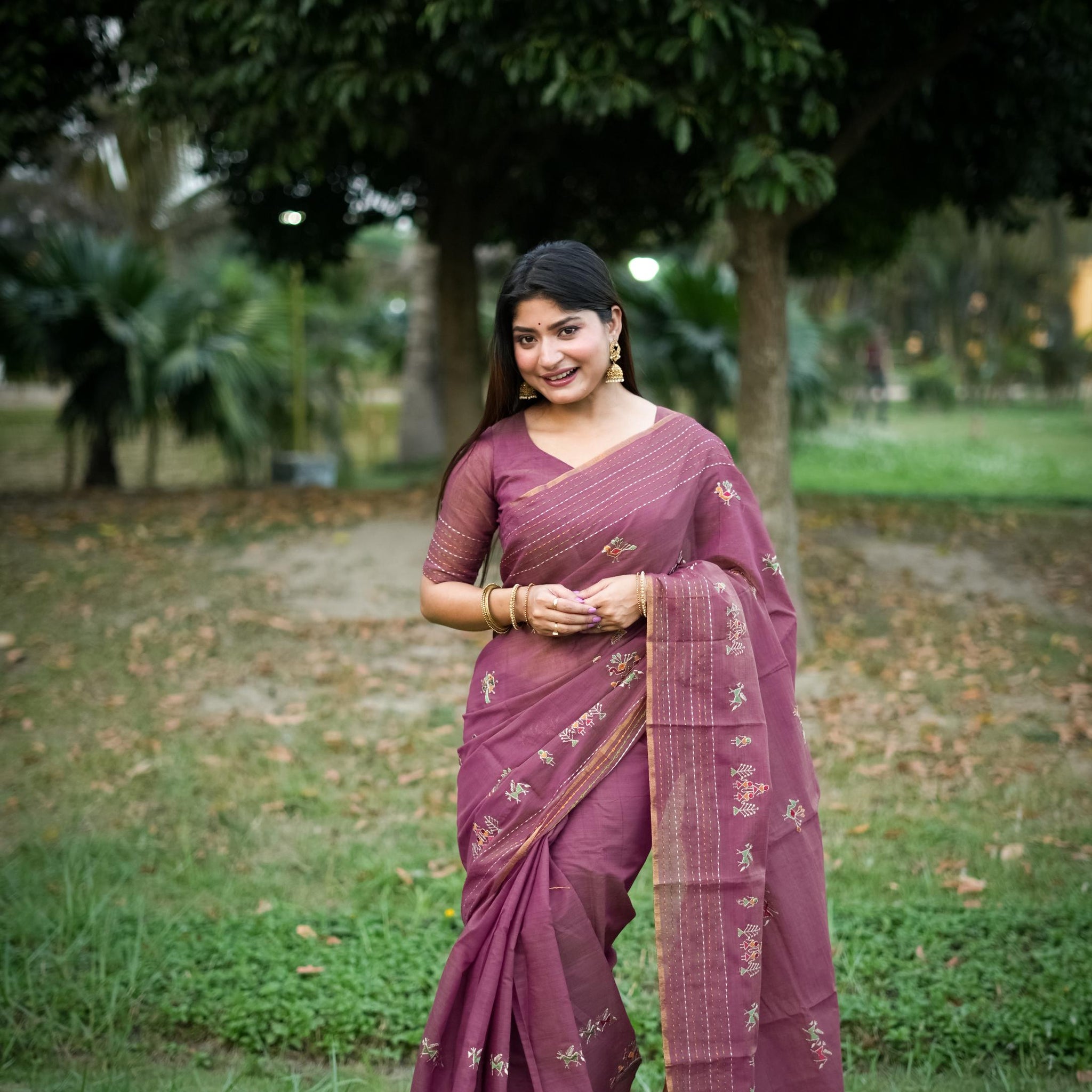 Premium Khadi Tussar Silk Dark Purple Saree
