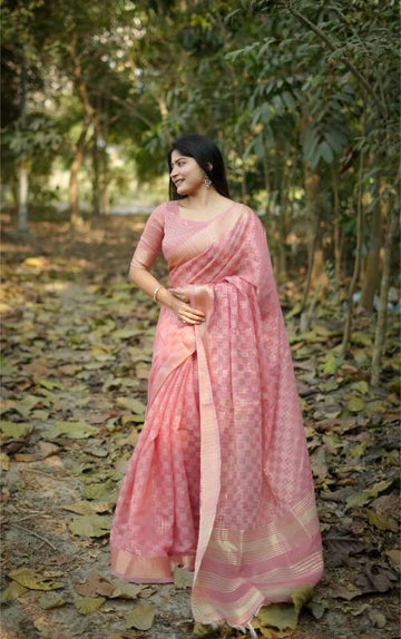 Premium Soft Kalyani Silk Peach Saree