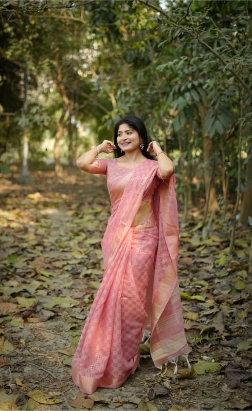Premium Soft Kalyani Silk Peach Saree