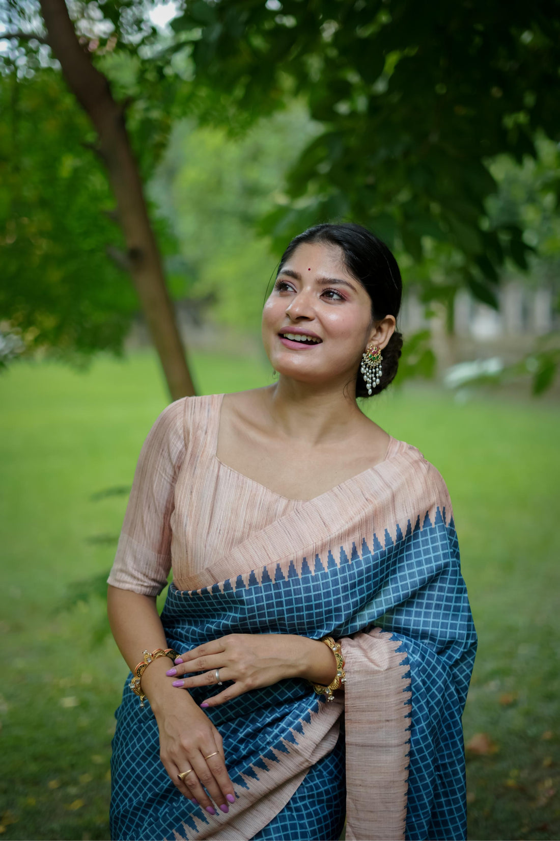 Soft Tussar Silk Blue Saree