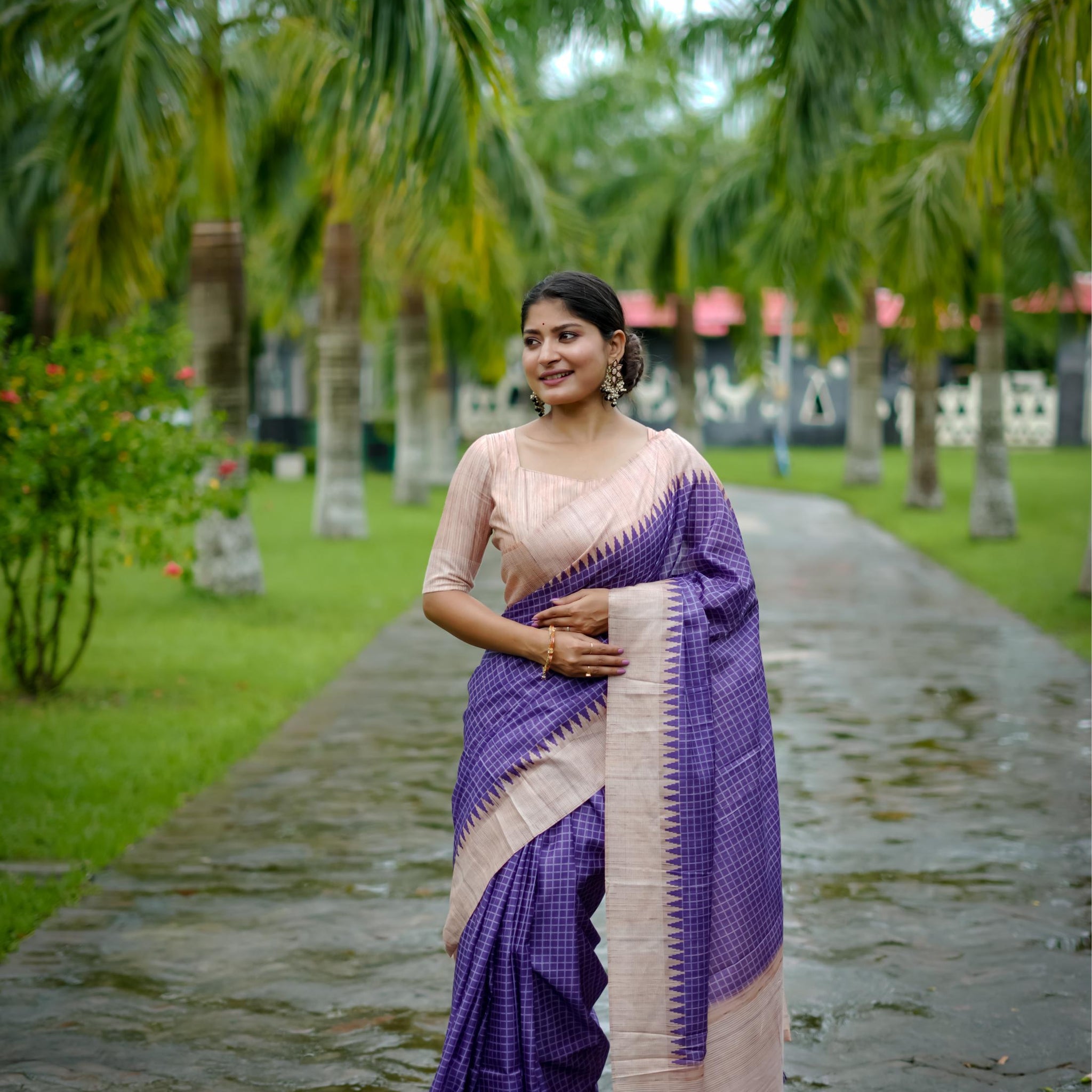 Soft Tussar Silk Purple Saree With Blouse Piece For Women